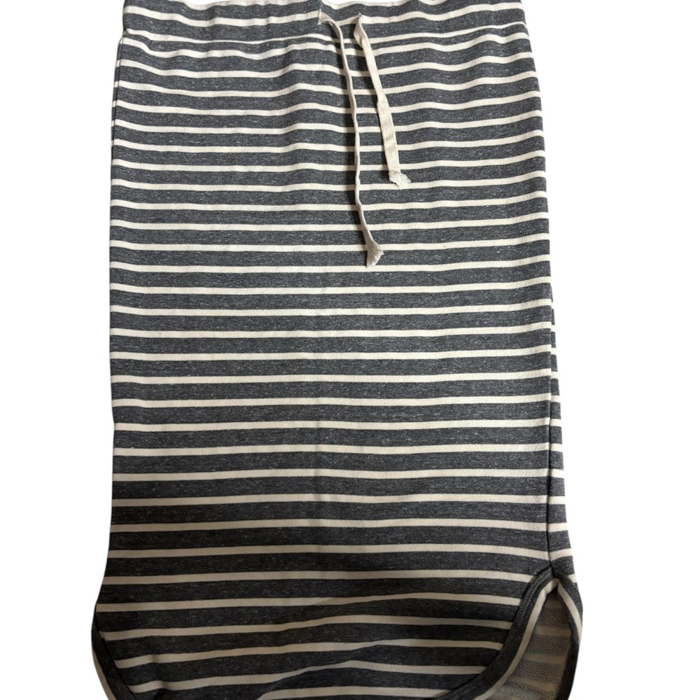 Gray and White Striped Skirt with Drawstring‎